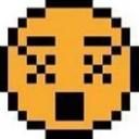 Dazed face emoji with X-shaped eyes and an open mouth in a pixel art style.
