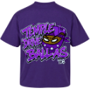 A stylized character wearing a purple bandana with a smug expression, accompanied by stylized text.