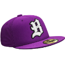 Baseball cap in purple with a white letter B on the front.