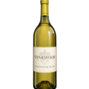 A full bottle of white wine with a gold cap and a cream-colored label.