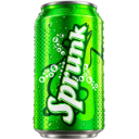 Green soda can with water droplets and white text on the side.