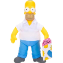 Homer Simpson toy standing with wide eyes and a blank expression while holding a small tag.