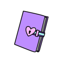 A purple journal closed with a pink heart-shaped lock.
