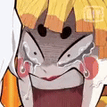 Zenitsu Agatsuma with a panicked, tear-filled face and wide-open mouth.