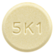 Round yellow pill with the text 5K1 printed on the front.