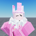 A pink 3D character with a white collar looking sideways with a skeptical and unimpressed expression.