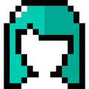 Teal bob hairstyle depicted in a simple pixel art style.