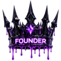A dark, metallic crown with a glowing purple center and the text Founder written in white letters.