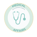 A circular badge with a light green background featuring a stethoscope icon and the text Medical Affairs.
