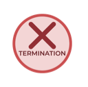 A red circle containing a large X with the word TERMINATION written underneath in a sans-serif font.