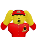A yellow blocky character with a wide-open mouth holding their head in a gesture of shock.