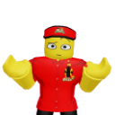 A yellow Roblox character wearing a red shirt and cap shrugging with a confused facial expression.