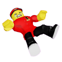 A blocky character in a red shirt lying on the floor in a dramatic tantrum pose.