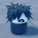 A stylized blue character head with spiky hair and a wide, shocked open-mouthed expression.