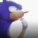 Sonic the Hedgehog looking to the side with a skeptical and thoughtful expression.