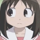 Chiyo Mihama from Azumanga Daioh looking forward with a blank, confused expression.