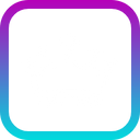 A white stepped speech bubble icon centered on a purple and cyan gradient square background.