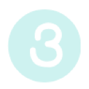 Number three in black font centered on a light blue circle.