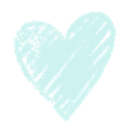 A light blue heart shape with a soft, flat aesthetic.