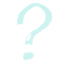 Question mark symbol in a light blue pixelated style against a black background.