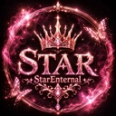 A glowing pink crown and the text Star Eternal inside a circular frame with butterflies.