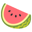 Four stylized watermelon slices arranged in a horizontal row against a transparent background.