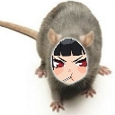 A brown rat with a grumpy anime girl's face photoshopped onto its head.