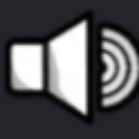 Speaker icon with sound waves radiating to the right.