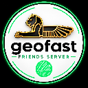 A circular badge featuring a golden winged lion above the text geofast friends server.