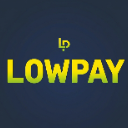Logo with a small monogram above the word LOWPAY in yellow and green gradient text against a dark blue background.
