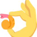 A stylized yellow hand pinching a tiny orange circle between its thumb and index finger.