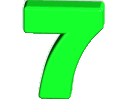 Number seven rendered in bright green 3D style shown in multiple rotations.