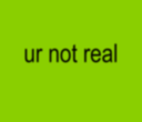 Text reading ur not real in a simple font on a solid bright green background.