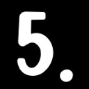 Number five in a bold white sans-serif font centered on a black square background.