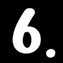 Number six in white font on a black background.