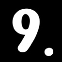 Number nine in white font on a black background.