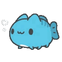 A small blue cat-fish hybrid looking around with a confused expression.