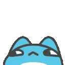 Four blue cat-like creatures looking to the side with suspicious expressions.
