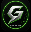 A metallic letter G centered inside a glowing green neon circle on a black background.
