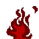 Four distinct pixelated red flames flickering in a row.