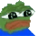 Pepe the frog crying with tears progressively filling his eyes.