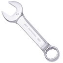 A silver combination wrench angled diagonally.