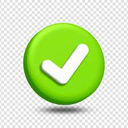 Checkmark inside a green circle with a 3D effect.