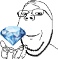 A cartoon man with glasses holding a large blue diamond with a smug expression.