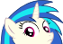 A white unicorn with blue hair peeking into the frame with wide, curious eyes.