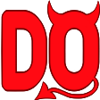 The letters DO in red with devil horns on top and a pointed tail at the bottom.
