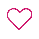 Four pink heart outlines arranged in a horizontal row.