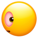 Yellow smiley face looking to the side with a skeptical and judgmental expression.