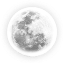 Moon glowing with a soft white light centered in a circular frame.
