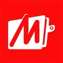 Letter M in a bold red font displayed on a white background within a red square.